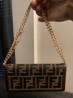 Vintage Fendi Brown Zucca Continental Canvas Long Bifold Wallet W/Entrupy CO